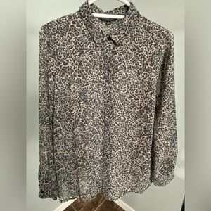 Gently Used Liverpool Los Angeles Sheer Button Down Top- Size Medium